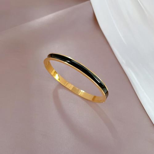 Stainless Steel Bangle, 304 Stainless Steel, Donut, Vacuum Ion Plating, fashion jewelry & for woman & enamel, more colors for choice, diameter about 62mm, Sold By PC