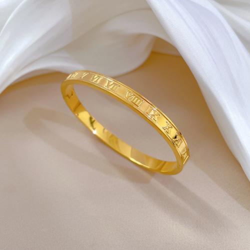 Stainless Steel Bangle 304 Stainless Steel Vacuum Ion Plating fashion jewelry & with roman number & for woman diameter about 58mm Sold By PC