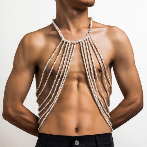 Body Chain Jewelry, Tibetan Style, with Plastic Pearl, silver color plated, multilayer & for man, nickel, lead & cadmium free, Sold By PC