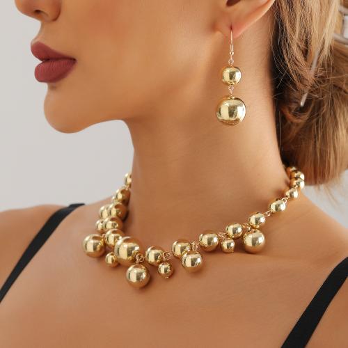 Zinc Alloy Jewelry Sets earring & necklace with Resin gold color plated & for woman nickel lead & cadmium free Sold By PC