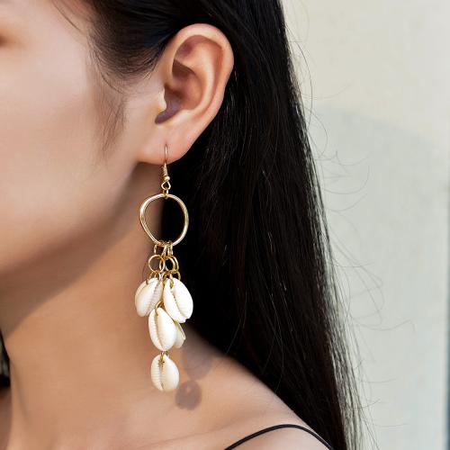 Tibetan Style Drop Earrings, with Shell, plated, fashion jewelry, white, nickel, lead & cadmium free, 11mm, Sold By Pair