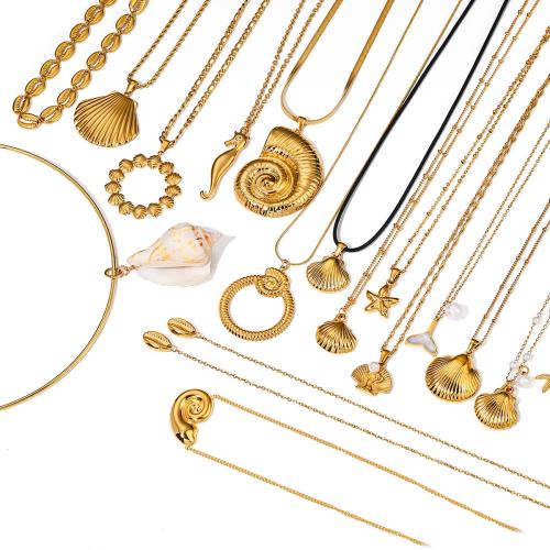 Nehrđajućeg čelika, nakit ogrlice, 304 nehrđajućeg čelika, pozlaćen, modni nakit & različitih stilova za izbor & za žene, Prodano By PC