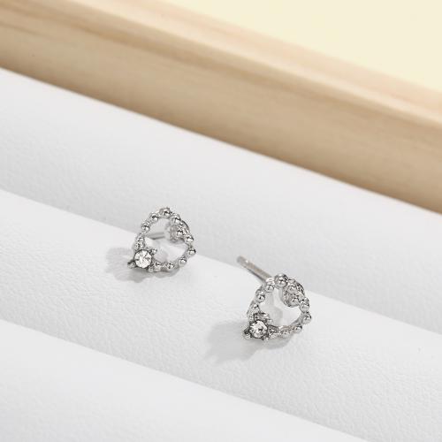 Zinc Alloy Stud Earring with Crystal printing fashion jewelry & for woman & hollow original color Sold By Pair