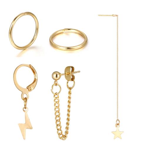 Zinklegierung Ohrringe, 5 Stück & Modeschmuck & für Frau, Goldfarbe, verkauft von setzen