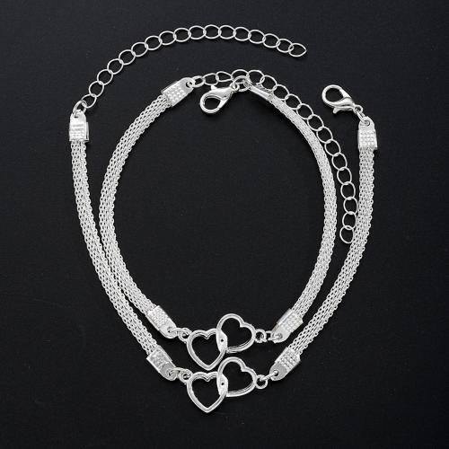 Bracelet de cheville en alliage de zinc, avec 6.7cm chaînes de rallonge, 2 pièces & bijoux de mode & unisexe, couleur originale, Longueur 20 cm, Vendu par fixé