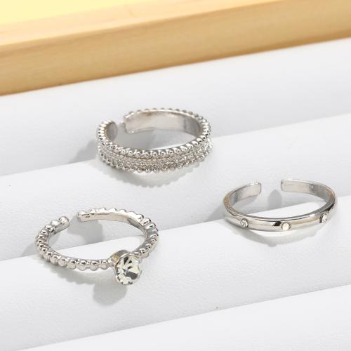 Tibetan Style Ring Set, three pieces & micro pave cubic zirconia & for woman, original color, Sold By Set