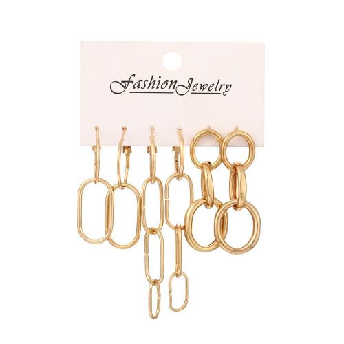 Zinklegierung Ohrringe, drei Stücke & Modeschmuck & für Frau, Goldfarbe, verkauft von setzen