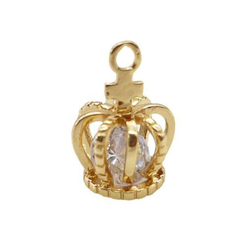 Cubic Zirconia Micro Pave Brass Pendant Crown plated DIY & micro pave cubic zirconia golden Sold By Lot