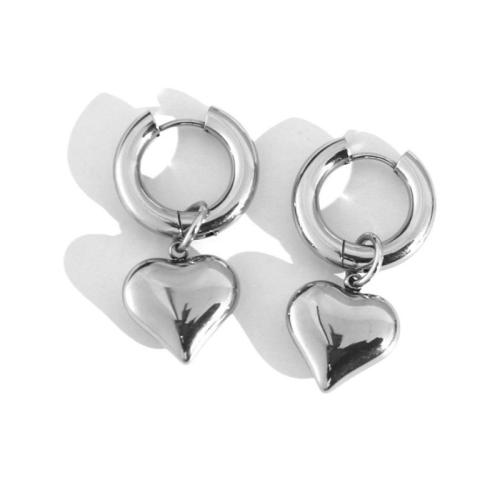 Titan Stahl Ohrring, Titanstahl, Herz, plattiert, für Frau, keine, 4mm, 10PCs/Menge, verkauft von Menge
