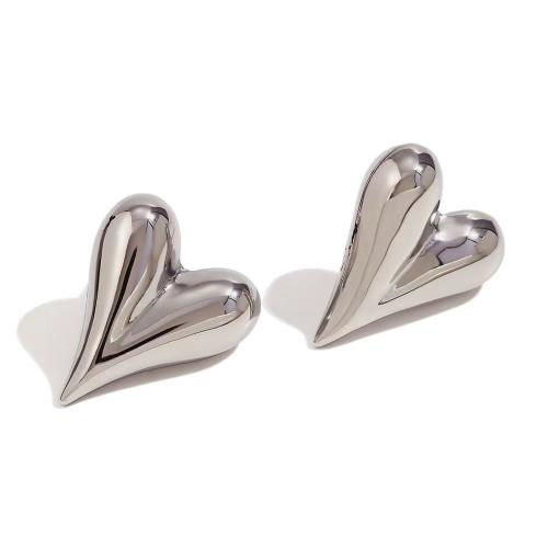 Titanium Steel  Earring, Heart, plated, for woman, more colors for choice, 10.17x12.26mm, 10PCs/Lot, Sold By Lot