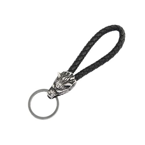 Stainless Steel Key Clasp 304 Stainless Steel with leather cord polished vintage & Unisex original color Sold By PC