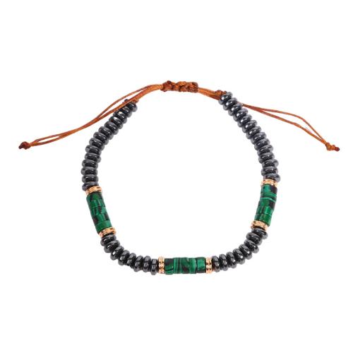 Bijoux bracelet en acier inoxydable, Acier inoxydable 304, avec turquoise & corde de cire & Hématite, Placage, pour homme, plus de couleurs à choisir, Longueur 32 cm, Vendu par PC