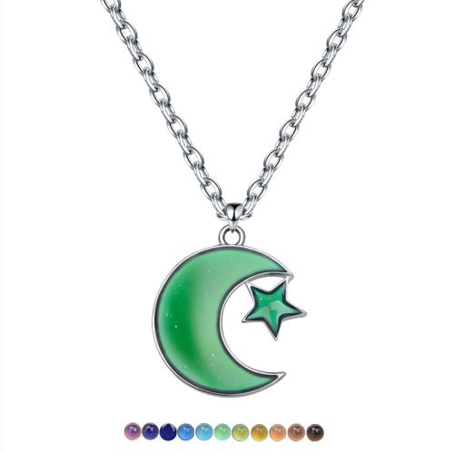 Stainless Steel Jewelry Necklace 304 Stainless Steel with Zinc Alloy for woman & change their color according to the temperature & enamel Sold By PC