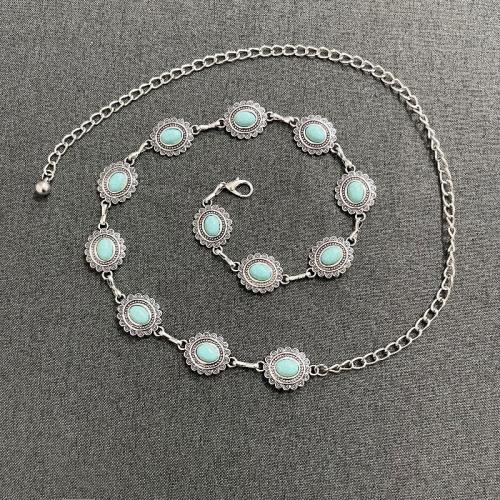 Body Chain Smycken, Zink Alloy, med Ädelsten, för kvinna, silver, Längd 120 cm, Säljs av PC