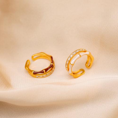 Cubique anneau en laiton Circonia Micro Pave, bijoux de mode & pavé de micro zircon & pour femme & émail, plus de couleurs à choisir, Vendu par PC
