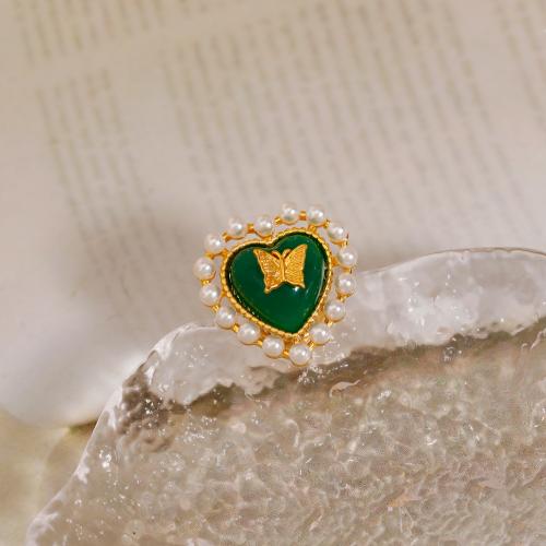Resin Brooch Brass with Resin & Plastic Pearl Heart 18K gold plated fashion jewelry & for woman Sold By PC