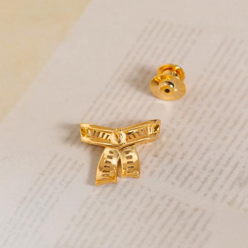 Cubic Zirconia Brooch Brass Bowknot 18K gold plated fashion jewelry & micro pave cubic zirconia & for woman golden Sold By PC
