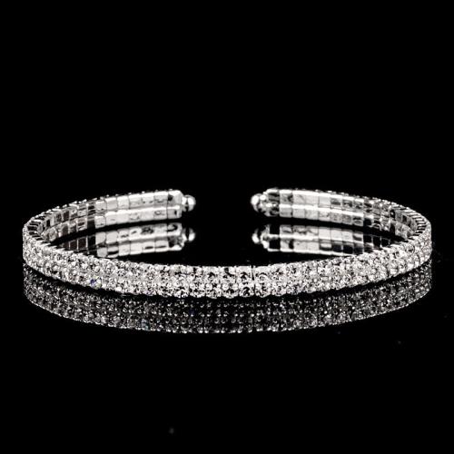 Brass Bracelet & Bangle, fashion jewelry & for woman & with rhinestone, more colors for choice, Length:Approx 18 cm, Sold By PC