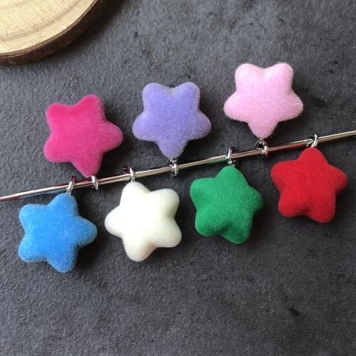 Flocking Fabric Pendant, Star, DIY, more colors for choice, 10PCs/Bag, Sold By Bag
