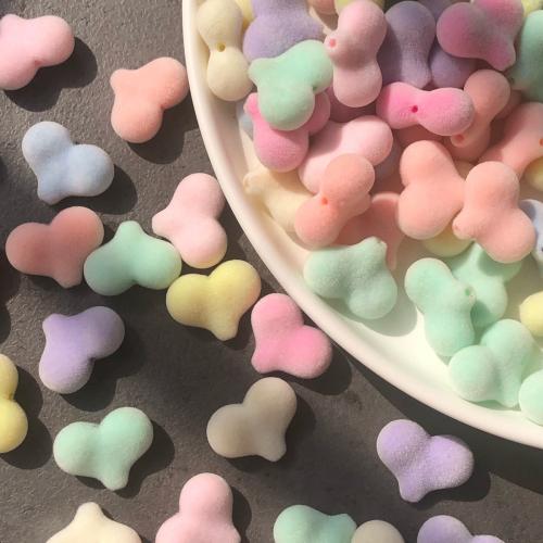 Flocking Fabric Beads, Heart, DIY, mixed colors, 10PCs/Bag, Sold By Bag