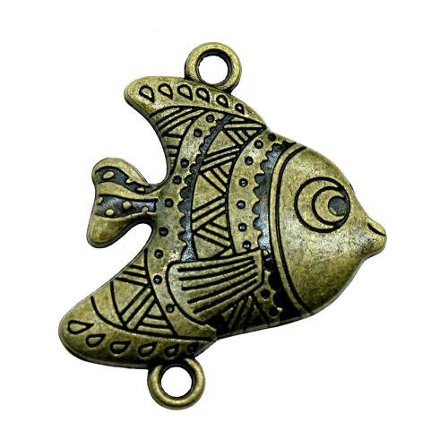 Animal Tibetan Style Connector, Fish, antique bronze color plated, vintage & fashion jewelry & DIY & 1/1 loop, 37x30mm, Sold By PC