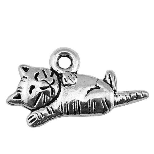Zinc Alloy Animal Pendants Cat antique silver color plated vintage & fashion jewelry & DIY Sold By PC