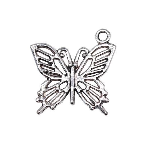 Tibetan Style Animal Pendants, Butterfly, antique silver color plated, vintage & fashion jewelry & DIY & hollow, 20x19mm, Sold By PC