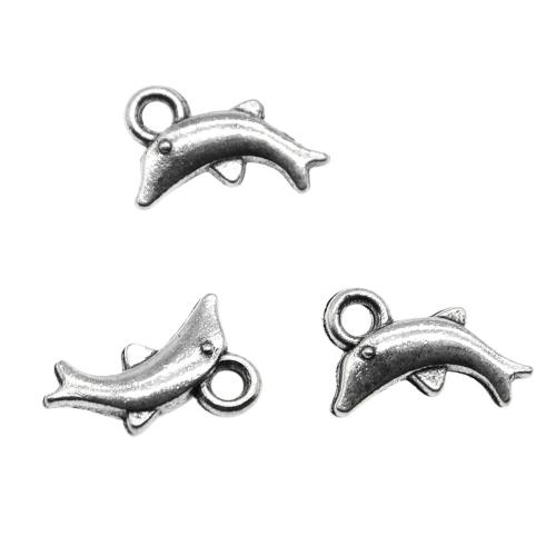 Tibetan Style Animal Pendants, Dolphin, antique silver color plated, vintage & fashion jewelry & DIY, 11x6mm, Sold By PC