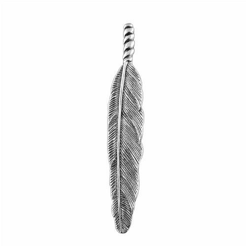 Pendentifs de Feather alliage zinc, alliage de zinc, forme de plume, Plaqué de couleur d'argent, Vintage & bijoux de mode & DIY, 80x13mm, Vendu par PC