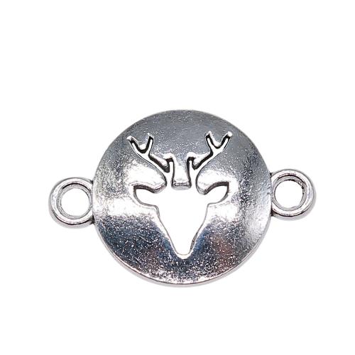 Tibetan Style Connector, Flat Round, antique silver color plated, vintage & fashion jewelry & DIY & 1/1 loop & hollow, 23x16mm, Sold By PC