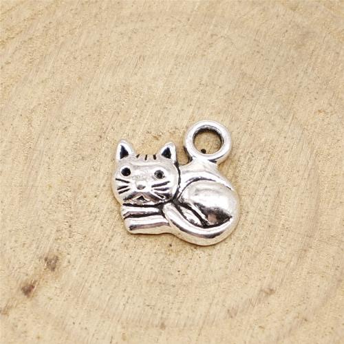 Tibetan Style Animal Pendants, Cat, antique silver color plated, vintage & fashion jewelry & DIY, 15x13mm, Sold By PC