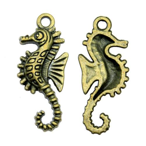 Pingentes animais de liga de zinco, Cavalo do mar, banho de cor bronze antigo, Vintage & joias de moda & DIY, 29x12mm, vendido por PC