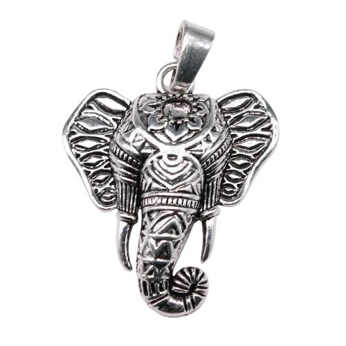 سبائك الزنك المعلقات الحيوان, فيل, قطع أثرية فضية اللون مطلي, خمر & مجوهرات الموضة & ديي, 55x47mm, تباع بواسطة PC