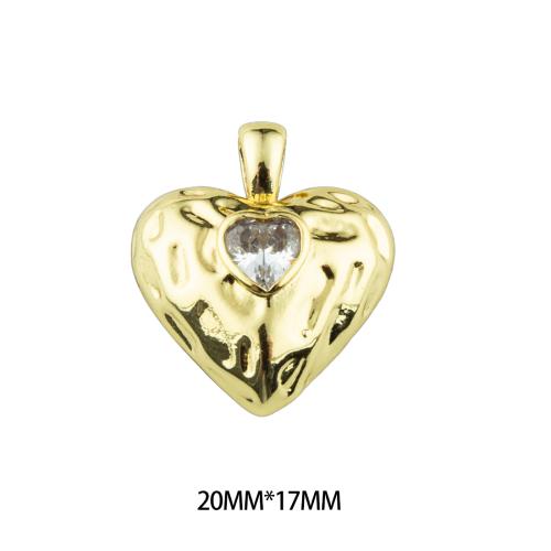 Cubic Zirconia Micro Pave Brass Pendant, Heart, high quality plated, DIY & micro pave cubic zirconia, more colors for choice, 20x17x5mm, Hole:Approx 2mm, Sold By PC