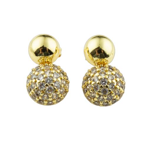 Cubic Zirconia Micro Pave Brass Earring, high quality plated, fashion jewelry & micro pave cubic zirconia & for woman, more colors for choice, 16x16x10mm, Sold By Pair