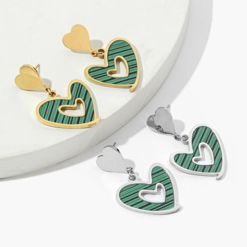 Stainless Steel Drop Earring 304 Stainless Steel with Acrylic Heart fashion jewelry & for woman Sold By Pair