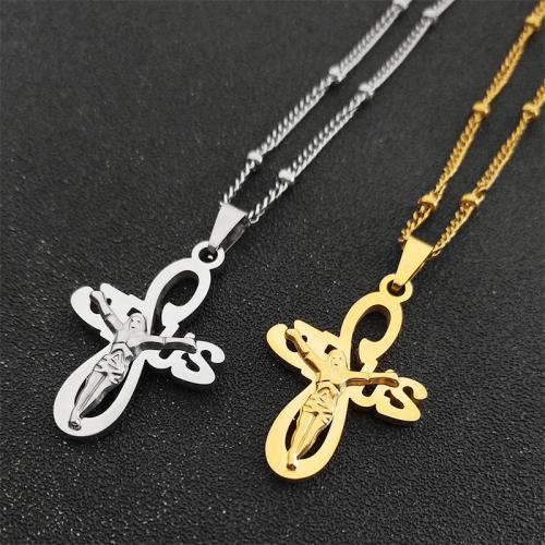 Stainless Steel Jewelry Necklace, 304 Stainless Steel, Cross, fashion jewelry & Unisex, more colors for choice, 30x22mm, Length:Approx 50 cm, Sold By PC