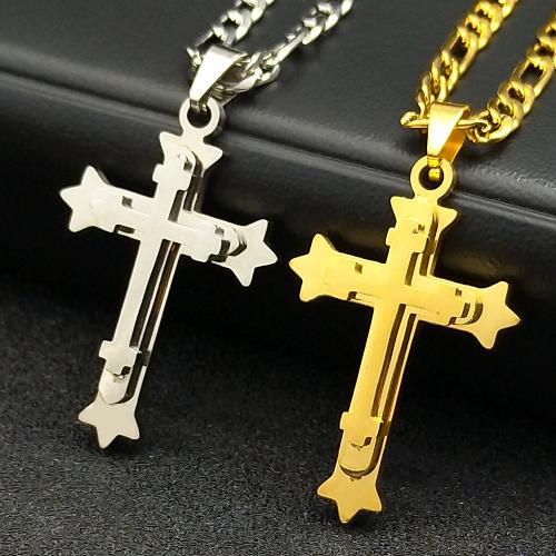 Stainless Steel Jewelry Necklace, 304 Stainless Steel, Cross, fashion jewelry & Unisex, more colors for choice, 30x23mm, Length:Approx 50 cm, Sold By PC