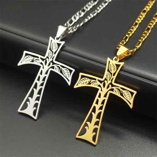 Stainless Steel Jewelry Necklace, 304 Stainless Steel, Cross, fashion jewelry & Unisex, more colors for choice, 43x32mm, Length:Approx 50 cm, Sold By PC