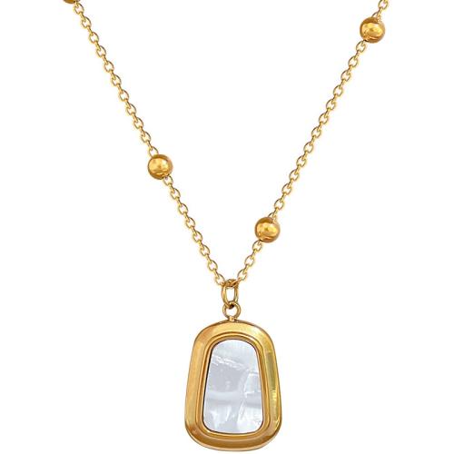 Edelstahl Schmuck Halskette, 304 Edelstahl, mit Acryl, mit Verlängerungskettchen von 5cm, Modeschmuck & für Frau, goldfarben, 12x21mm, Länge 40 cm, verkauft von PC