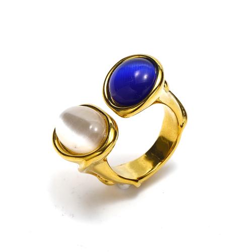 Stainless Steel Finger Ring, 304 Stainless Steel, with Gemstone, Vacuum Ion Plating, fashion jewelry & different size for choice & for woman, more colors for choice, Sold By PC
