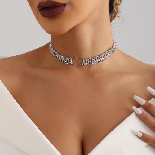 Zinc Alloy smykker halskæde, forgyldt, for kvinde & med rhinestone, flere farver til valg, nikkel, bly & cadmium fri, Solgt af PC