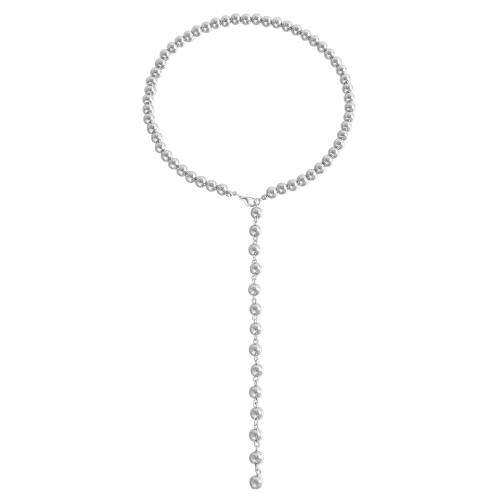 Zinklegierung Schmuck Halskette, mit Kunststoff Perlen, plattiert, für Frau, keine, frei von Nickel, Blei & Kadmium, verkauft von PC