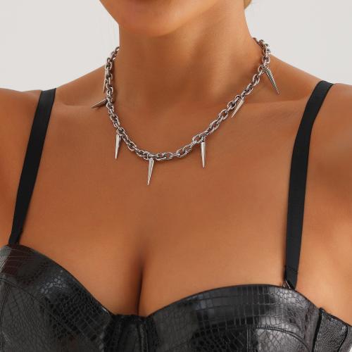 Zinklegierung Schmuck Halskette, silberfarben plattiert, für Frau, frei von Nickel, Blei & Kadmium, verkauft von PC