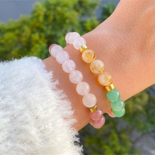 Gemstone Bracelets, Natural Stone, with Glass & Tibetan Style, fashion jewelry, mixed colors, Length:18.5 cm, Sold By PC