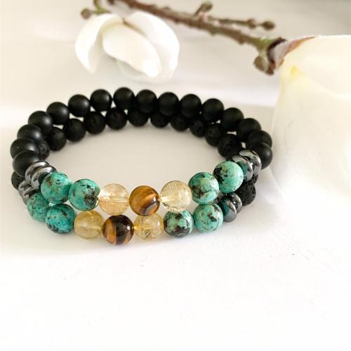 Gemstone Bracelets, Natural Stone, with Glass, fashion jewelry, mixed colors, Sold By PC