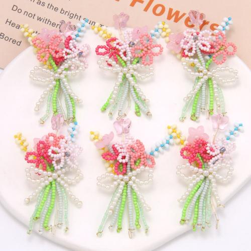 Hair Accessories DIY Findings, Seedbead, Bouquet, mixed colors, 65x45mm, Sold By PC