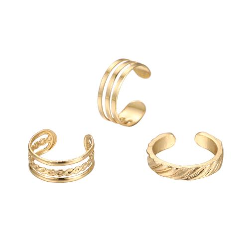 liga de zinco Anel de dedo do pé, três peças & joias de moda & para mulher, dourado, vendido por Defina