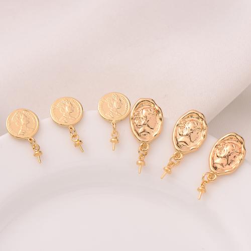Brass Earring Stud Component, plated, DIY & different styles for choice, golden, Sold By Pair