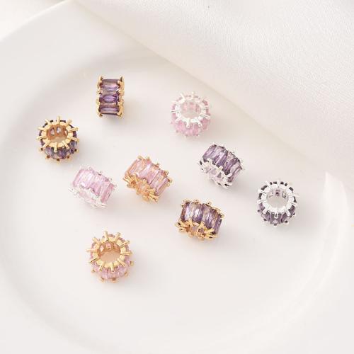Brass Spacer Beads plated DIY & micro pave cubic zirconia 9mm Sold By PC